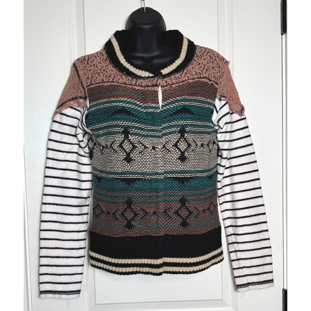 Gimmicks BKE Lace Knit Southwest Sweater Jacket Women Medium